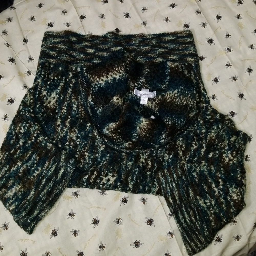 NWT dressbarn XL open knit green/blue/brwn sweater - Picture 4 of 6